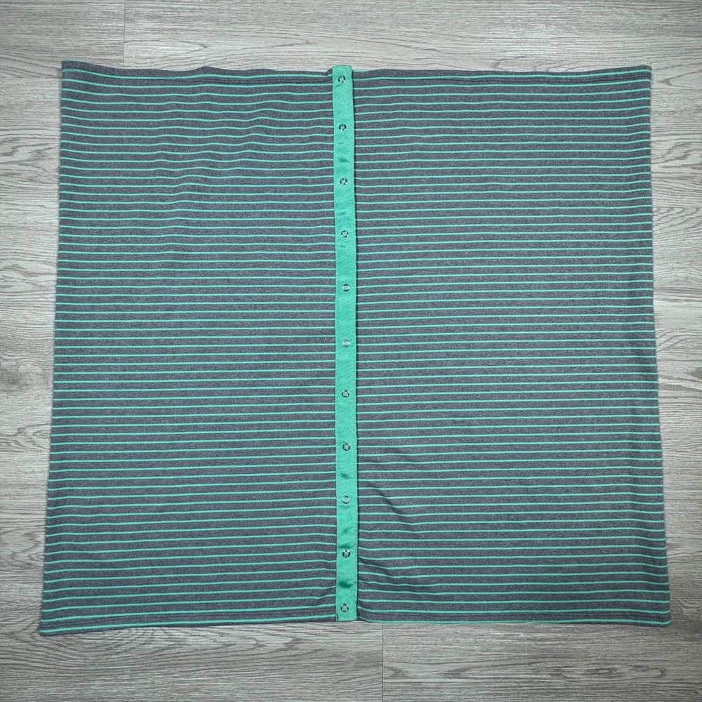Lululemon Women Scarf Vinyasa Snap Button Gray‎ Teal Striped OS Infinity Wrap